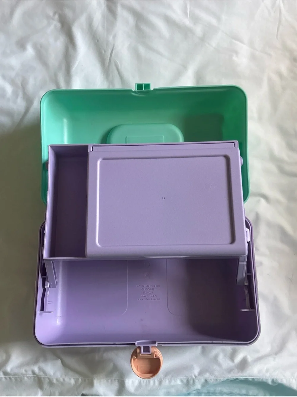 Vintage 90’s Caboodles of California Teal & Purple Makeup Box Case. Made in USA
